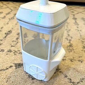 NWT White Ceramic & Glass Popcorn Cart Machine Shape Candy Treat Jar Canister